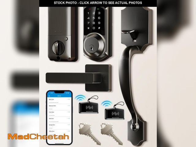 Lot 74-12443906 - Veise VE06-H Smart Front Door Lock Set, App Control, Keyless Entry Deadbolt with Lever Handle, Elect...