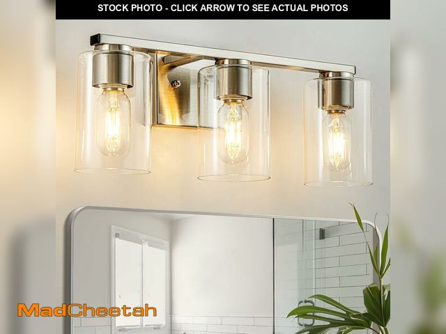 Lot 74-13772743 - WILON Bathroom Vanity Light, 3-Light Modern Crystal Lights, Chrome Bathroom Light, E26 Base Wall Sco...