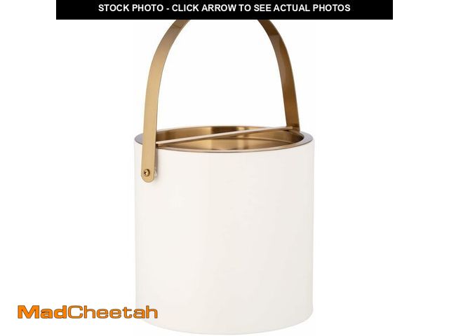 Lot 74-14068170 - Kraftware SANTA BARBARA 3qt Ice Bucket with Brushed Gold Arch Handle &amp; Bridge Cover: White - UNU...
