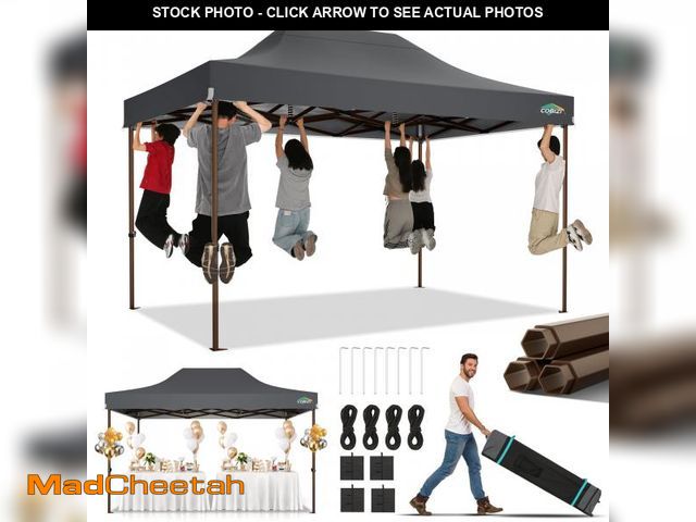 Lot 74-12389099 - COBIZI 10x15 Pop Up Canopy Tent Heavy Duty Without Sidewall, Commercial Outdoor Easy Pop Up Gazebo f...