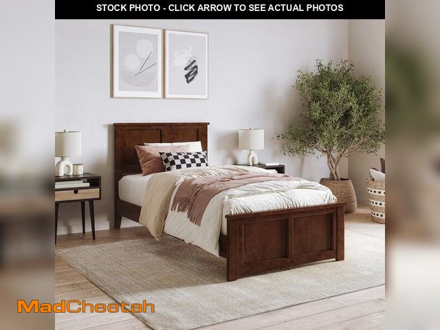 Lot 74-13070824 - (SCRATCHED) AFI, Charlotte Twin XL Solid Wood Low Profile Platform Bed with Matching Footboard, Waln...