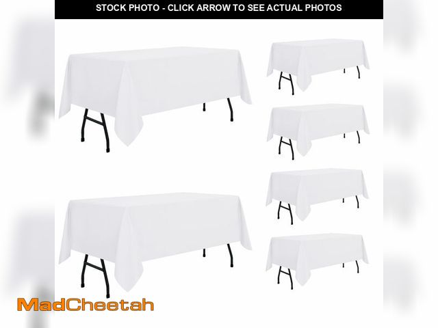 Lot 74-12607278 - sancua 6 Pack White Tablecloth 60 x 84 Inch, Rectangle Table Cloth for 4ft Tables - Stain and Wrinkl...