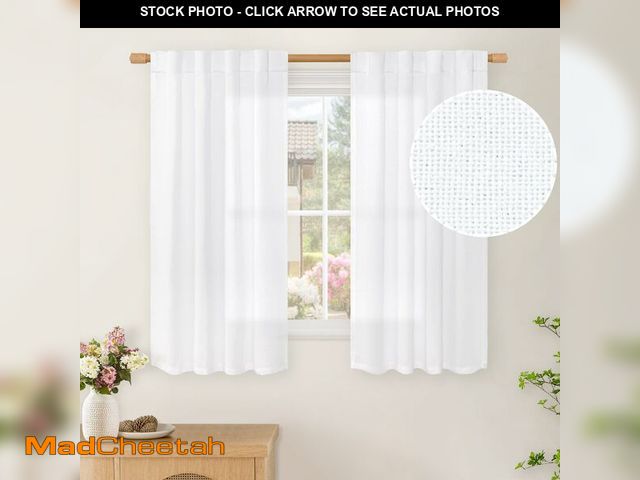 Lot 74-13712719 - BGment Short White Linen Curtains 45 Inch Length for Kitchen, Rod Pocket Small Window Drapes Light F...