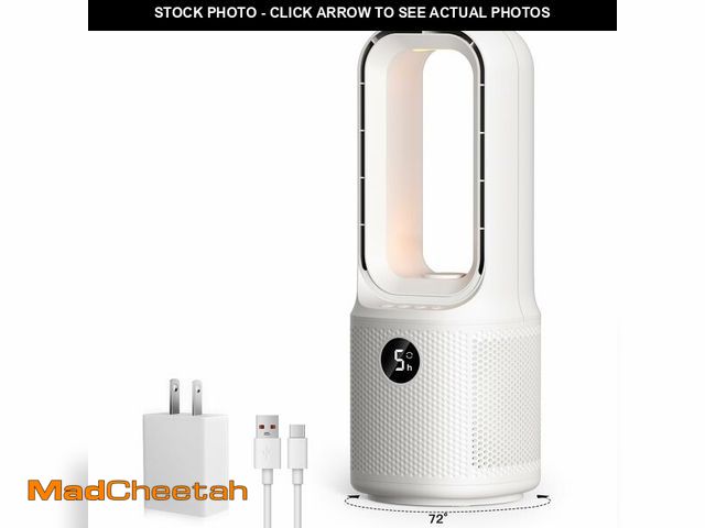 Lot 74-14061572 - let'me Bladeless Desk Fan Small Quiet,5-Speed Bedside Table Fan with 3-Level Brightness Night Light,...