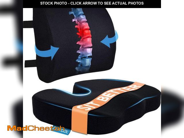 Lot 74-12220506 - Seat Cushion &amp; Lumbar Support Pillow for Office Chair, Car, Wheelchair Memory Foam Desk Chair Cu...