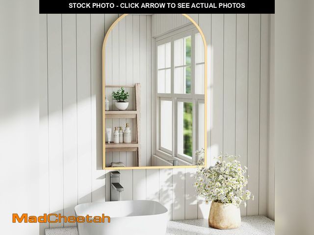 Lot 74-12664995 - DUMOS Gold Metal Arch Vanity Rounded Rectangle Bathroom Mirrors for Over Sink Wall, 24x36 Inch Large...