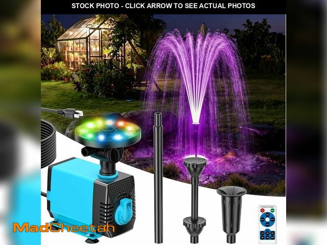 Lot 74-14354859 - POPOSOAP Pond Fountain Pump Kit with RGB Lights &amp; Remote Control, 660GPH Quiet Submersible Water...