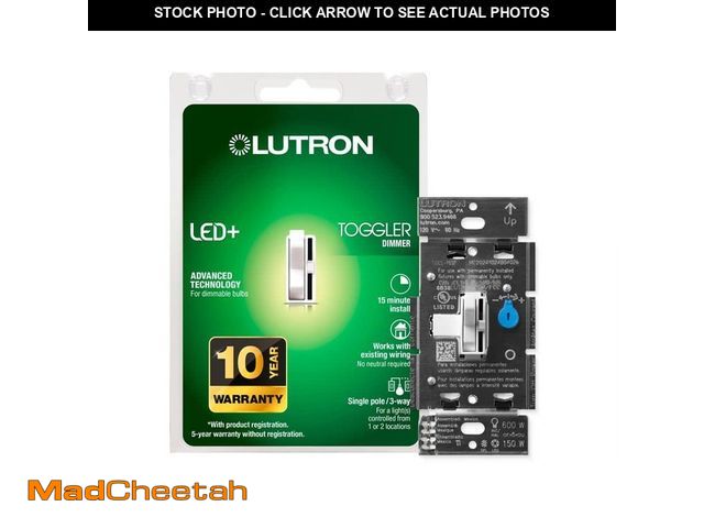 Lot 74-14223144 - Lutron Toggler LED+ Dimmer Switch for Dimmable LED and Incandescent Bulbs, 150W LED/Single-Pole or 3...