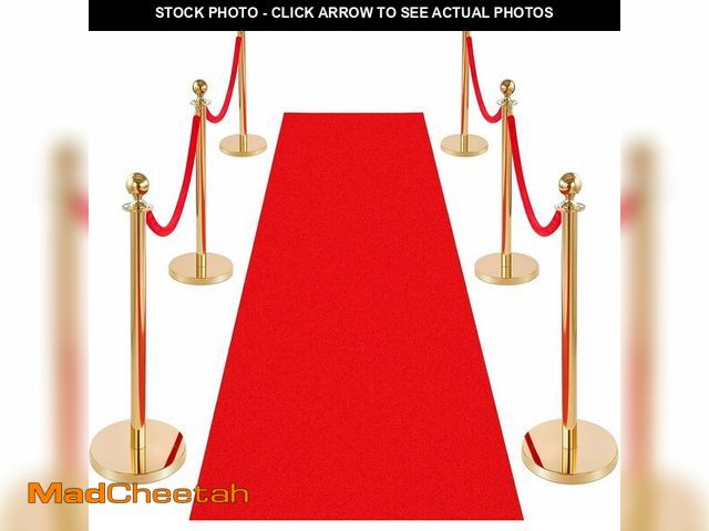 Lot 74-14349798 - VEVOR Stanchions and Velvet Ropes 6Pcs, Hollow Base with Stainless Steel Post &amp; 26.25ft Carpet, ...
