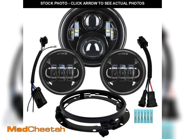 Lot 74-14264363 - AlyoNed 7 inch Motorcycle LED Headlight 4.5" Fog Passing Lights DOT Kit Compatible with Harley David...