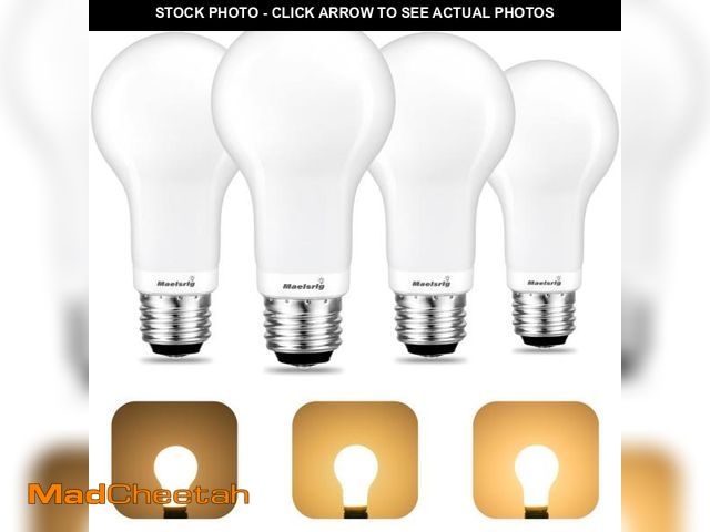 Lot 74-12309761 - Maelsrlg 3-Way Light Bulbs, 30 70 100 Watt Equivalent, Soft White 2700K, A19 Three Way LED Bulbs, 3W...