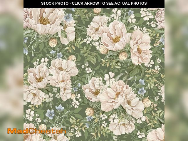 Lot 74-13576040 - VEELIKE Green Floral Wallpaper Peel and Stick Vintage Peonies Wallpaper Prepasted Flower Wall Mural ...