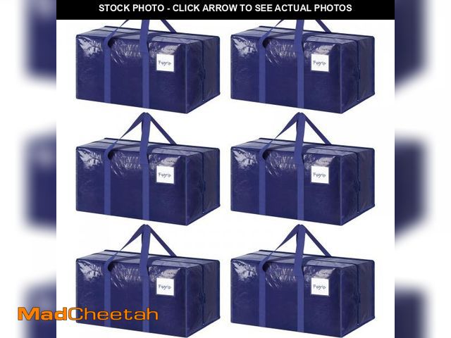 Lot 74-12302740 - 6 Pack Extra Heavy Duty Large Moving Bags with Strong Zipper &amp; Comfortable Handles, Sturdy &amp;...
