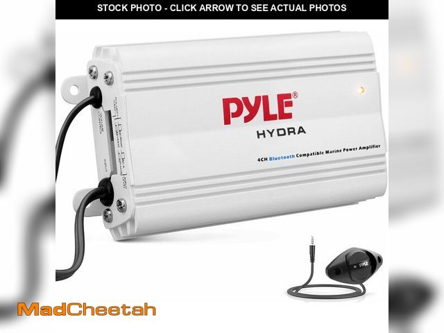 Lot 74-14591421 - Pyle Auto 4-Channel Marine Amplifier - 200 Watt RMS 4 OHM Full Range Stereo with Wireless Bluetooth ...