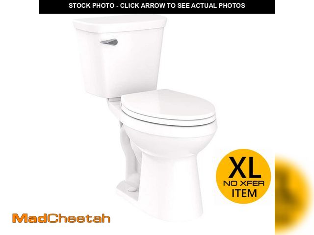 Lot 74-12836889 - Gerber Viper Edge 12 in. Rough-in 2-Piece 1.28 GPF Single Flush Elongated Chair Height Toilet in Whi...