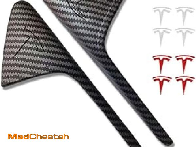 Lot 74-12126465 - CoolKo Side Camera Turn Signal Covers Matte Carbon Fiber Pattern with T Logo Stickers Compatible wit...