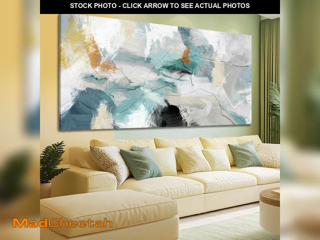 Lot 74-12161343 - SOUGUAN Abstract Wall Art Teal Canvas Wall Art Living Room Decorations Large Wall Art Office Decor A...