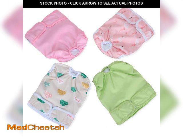 Lot 74-12313729 - Teamoy Washable Female Dog Diapers (Pack of 4), Reuable Doggie Diapers Wraps for Female Dogs, L1 - U...
