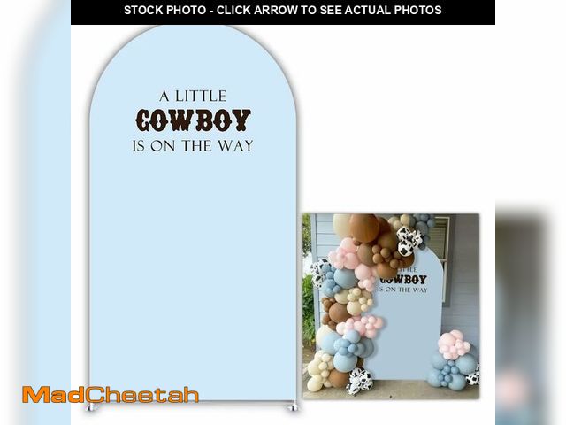 Lot 74-13544927 - KONPON A Little Cowboy is on The Way Arch Backdrop Cover 6FT Country Western Rodeo Theme Spandex Arc...