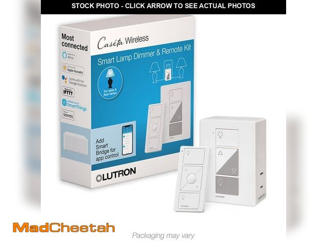 Lot 74-12517228 - Lutron Caseta Smart Lamp Tap Dimmer and Remote Kit, for Table Lamps, 100-Watt/Single-Pole, White - U...