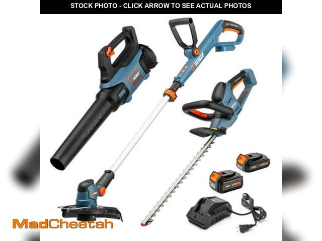 Lot 74-12155115 - SENIX 20V 3-Tool Cordless Combo Kit  10-Inch String Trimmer  Variable Leaf Blower &amp; 18-Inch Hedg...