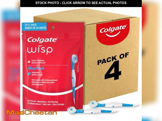 Lot 74-12214498 - Max Fresh Wisp Disposable Mini Travel Toothbrushes, Peppermint, 24 Count (Pack of 4) - USED