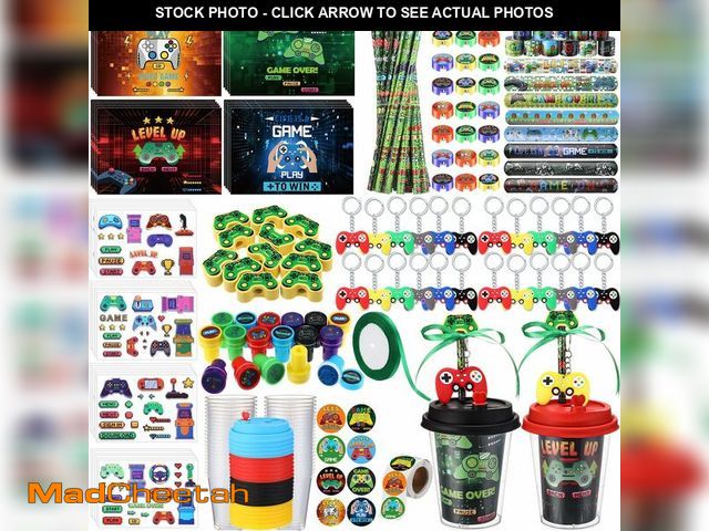Lot 74-12718761 - Watersay 218 Pcs Video Game Party Favors Set Includes Drink Cup with Lid Game Card Pencil Sharpener ...