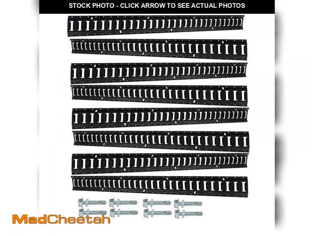 Lot 74-12489862 - labwork 8 PCS Powder Coat Black E Track Tie Down Rail Kit 5 Foot for Garages Van Trailers Motorcycle...
