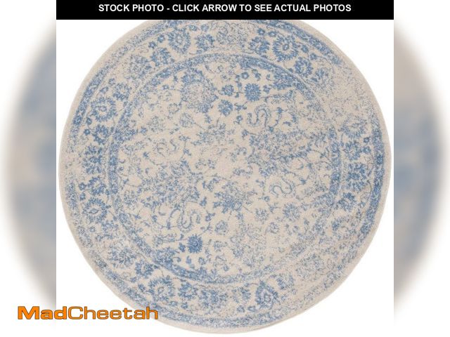 Lot 74-12553545 - SAFAVIEH Adirondack Ivory/Light Blue 8 ft. x 8 ft. Border Distressed Round Area Rug - UNUSED