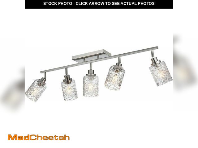 Lot 74-13698445 - VINLUZ 5 Light Track Lighting Kit with Rotatable Head, Brushed Nickel Finish Directional Spotlight F...