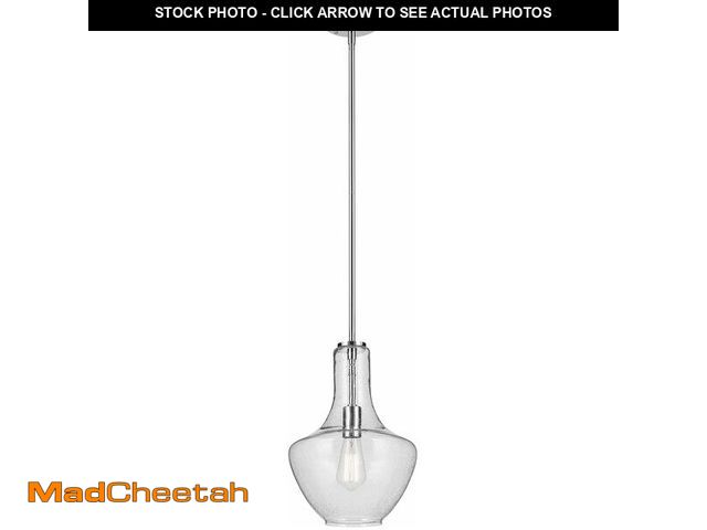 Lot 74-12827918 - Kichler Everly 15.25" Kitchen Bell Pendant in Chrome, 1-Light Clear Glass Pendant Light, (15.25" H x...