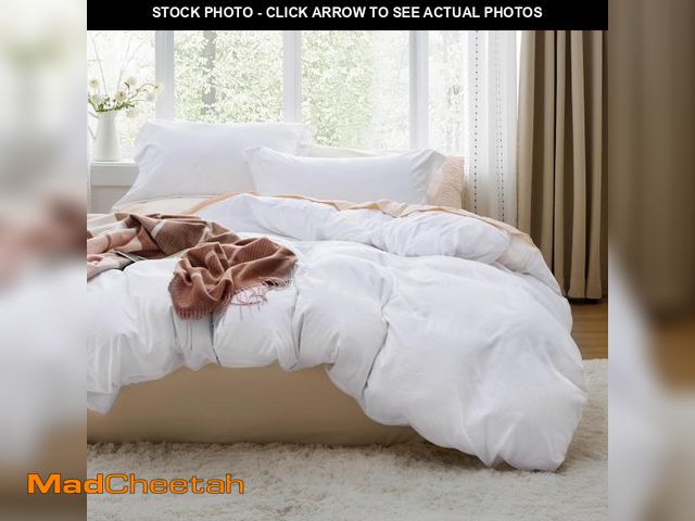 Lot 74-12433425 - Bedsure Bright White Duvet Cover Queen Size - 3 Pieces Prewashed Cotton-Like Extra Soft Bedding Set,...