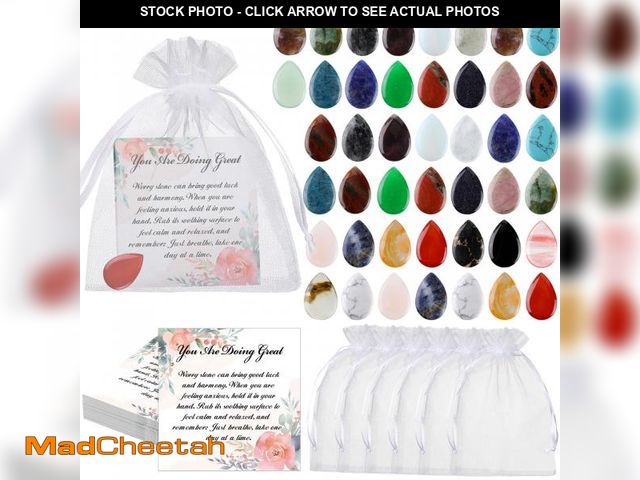 Lot 74-12312566 - Sasylvia 50 Sets Anxiety Inspirational Gifts Include 50 Thumb Worry Stone 50 Inspirational Tags 50 O...