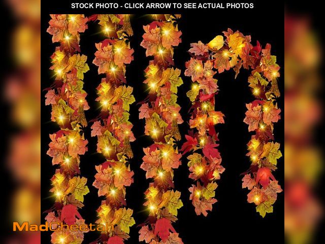 Lot 74-12710834 - CQURE 4 Pack Fall Leaf Garland with Lights,Fall Decor Halloween String Lights Artificial Maple Leave...