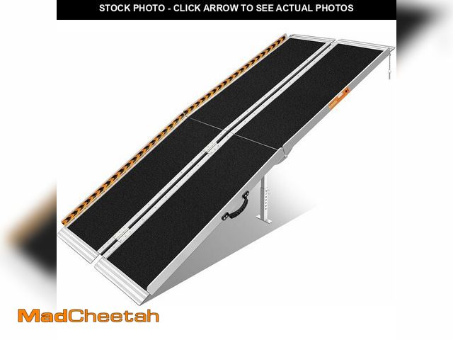 Lot 74-13072463 - FACHNUO 8 Feet Portable Wheelchair Ramp, Non-Skid Aluminum Handicap Ramps with Handle, Folding Thres...