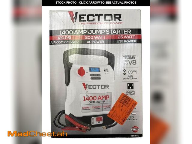 Lot 74-12543742 - Vector 1400 Amp Jump Starter, Compressor, USB And AC Power - USED