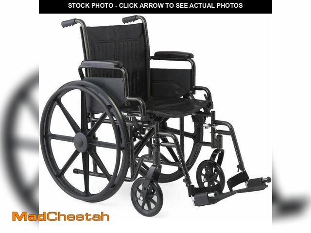 Lot 74-14068241 - Medline Lightweight Wheelchair for Adults With Swing-Back Desk-Length Arms, Swing Away Leg Rests, 30...