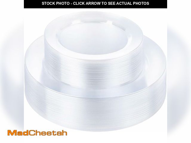 Lot 74-14351659 - Bestluck 100PCS Clear Plastic Plates, Clear Disposable Plates for 50 Guests, 50 Dinner Plates 10.25 ...