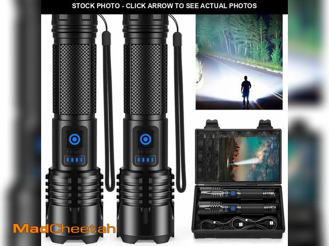 Lot 74-12977046 - Rechargeable Flashlights High Lumens, 90,000 Lumens Super Bright Led Flashlights with USB Cable, Adj...