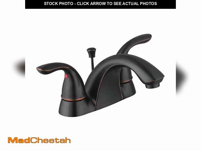 Lot 74-12783612 - Glacier Bay Builders 4 in. Centerset Double Handle Low-Arc Bathroom Faucet in Bronze - UNUSED