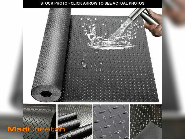 Lot 74-13055813 - Petoto 16.5ft x 3.3ft Heavy Duty Garage Floor Mat Rolls Diamond Plate Thickened Rubber Non-Slip Gara...