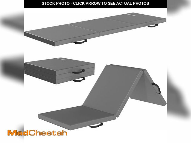 Lot 74-13042079 - Fitvids 3-Fold Exercise Gymnastics Mat, 2'x6'x2" Gym Workout Mat with Carrying Handles, Graphite - U...