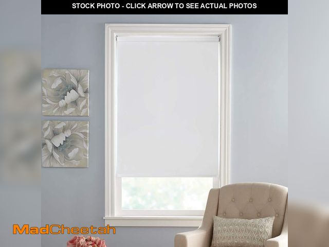 Lot 74-14312595 - PRIVATE BRAND UNBRANDED Cut to Size White Cordless Blackout Vinyl Roller Window Shade 55.25 in. W x ...