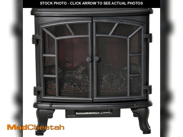 Lot 74-12584746 - *SCUFFED* HOMCOM 25 in. Electric Fireplace Wood Stove, Freestanding Fireplace Heater with Realistic ...