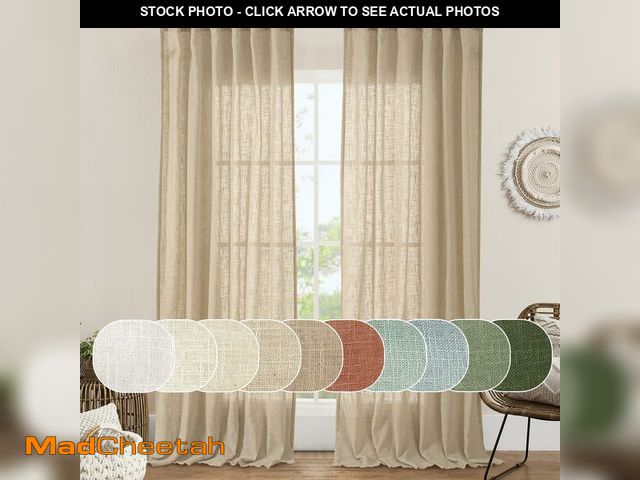 Lot 74-13951583 - LAMIT Living Room Linen Curtains 95 Inch for Bedroom, Back Tab and Rod Pocket Linen Textured Sheer C...