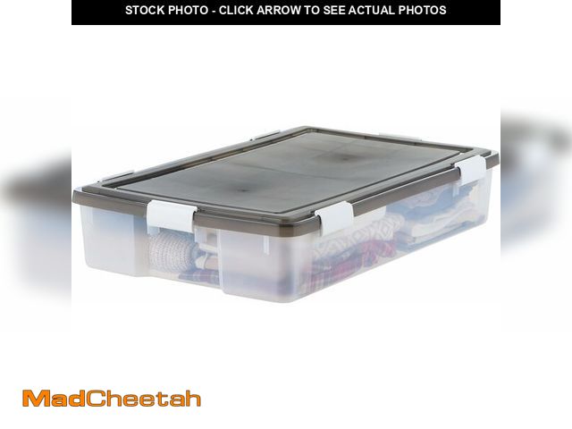 Lot 74-13331511 - IRIS USA WeatherPro Underbed 47 Qt Storage Bins with Lids, 1 Pack, BPA-Free Plastic Gasket Box with ...