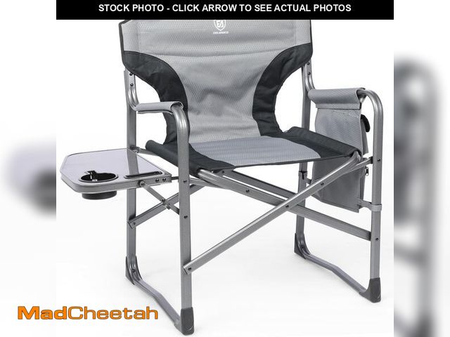 Lot 74-12801695 - EVER ADVANCED Lightweight Oversized Folding Camping Chairs Outdoor, Aluminum Directors Chair with Si...