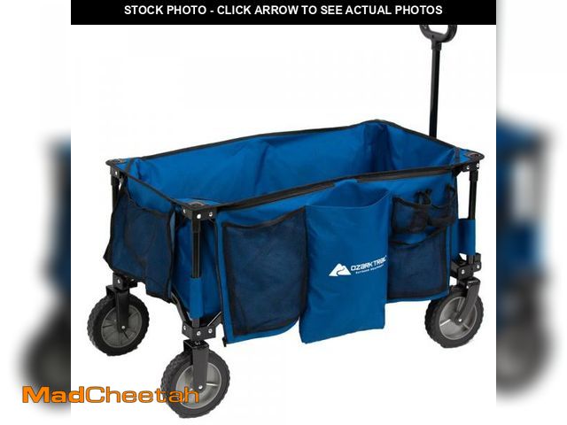 Lot 74-12406721 - Ozark Trail Quad Fold Camping Wagon with Telescoping Handle, Blue, Polyester - USED