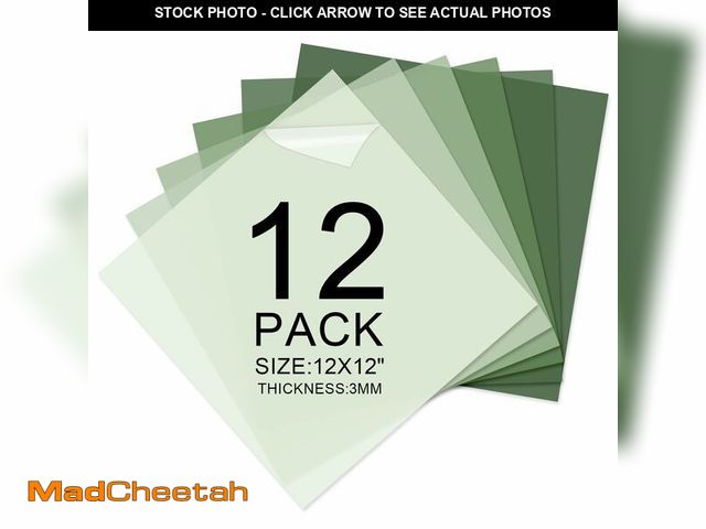 Lot 74-14147635 - FYSUIMU 12 Sheets Sage Green Acrylic Sheets 1/8 Thick 12 x 12 Inch Opaque Cast Plexiglass Sheet Acry...