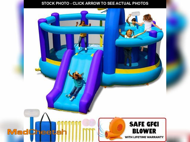 Lot 74-14261282 - Sportspower Inflatable Bounce House with Slide, Whack-A-Play &amp; Basketball Hoop, Kids Bouncer wit...